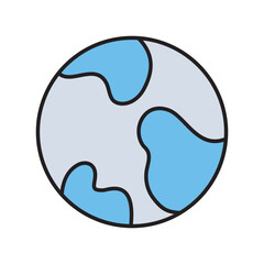 earth color line icon with white background vector stock illustration