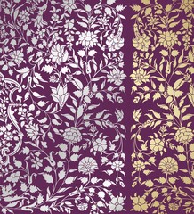 wedding card design, traditional paisley floral pattern , royal India	
