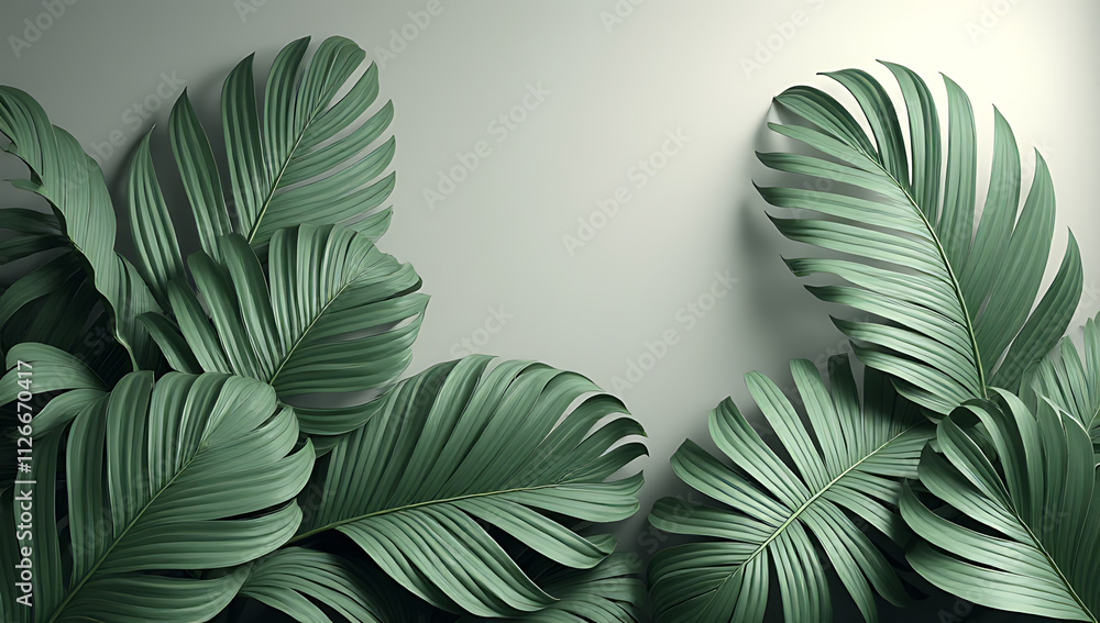 Aufkleber tropical leaves in a creative and minimal design feature a luxurious silver color against a natural 