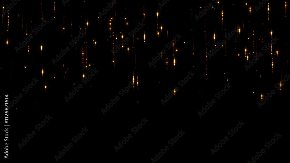 Poster loop falling flicker flashing glitter gold rain star particles animation abstract backgroundov for s
