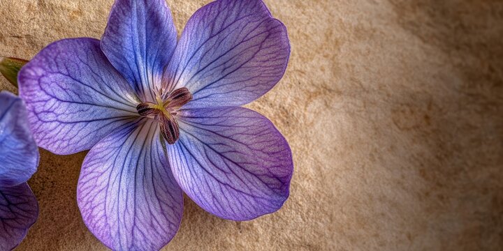 Macro close up of a blue violet Silene flos cuculi on a brown background, showcasing the intricate details of this beautiful flower variety. The blue violet color adds elegance and charm.