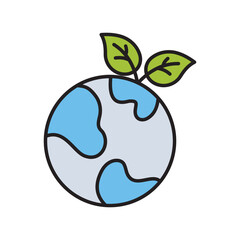 green earth color line icon with white background vector stock illustration