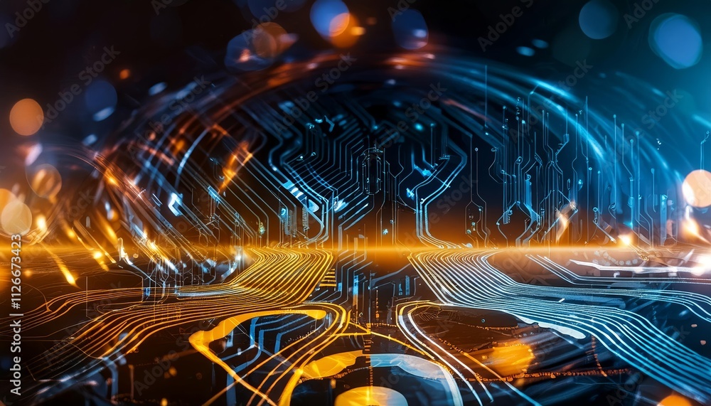 Poster abstract circuit board background rendering: a stunning illustration of technological innovation and