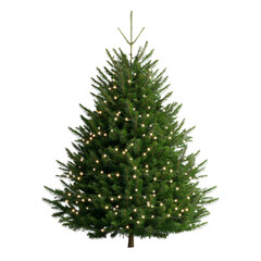 Fototapeta premium beautifully lit Christmas tree adorned with sparkling lights and greenery