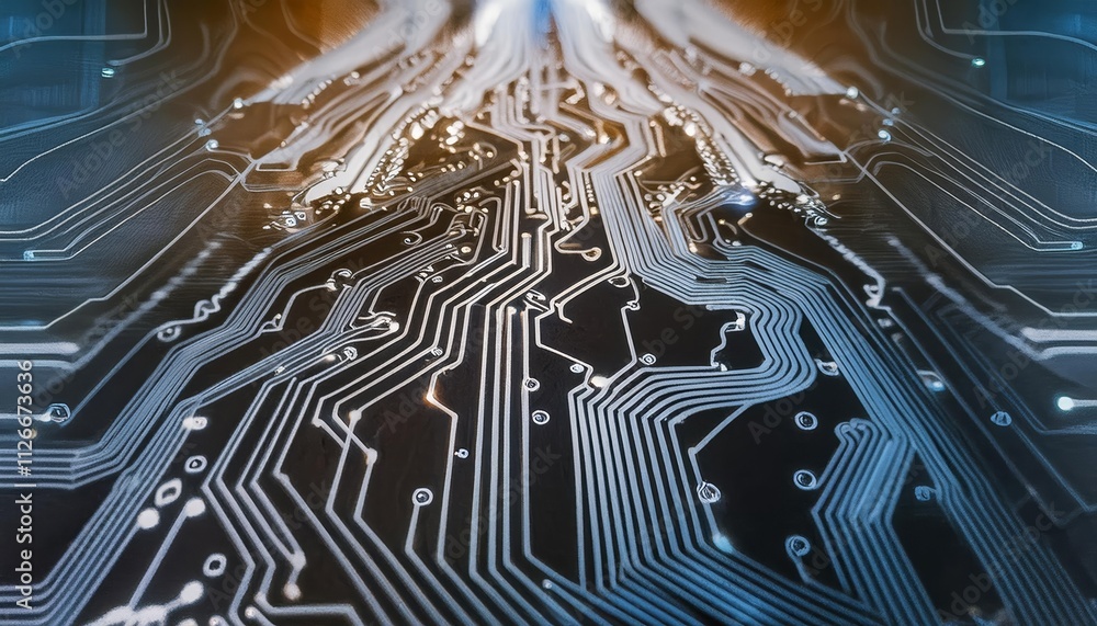 Poster abstract technology circuit board background rendering - a stunning illustration showcasing intricat