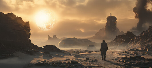Science fiction movie, scenery on alien planet