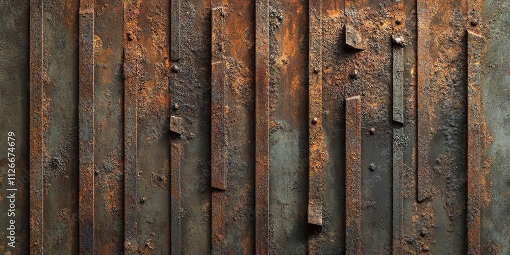 Poster rusty metal rods protrude from the wall, creating an intriguing visual. these rusty metal rods add c