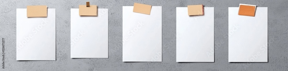 Poster album mockup with empty paper snapshots isolated on white border, modern realistic template with pho