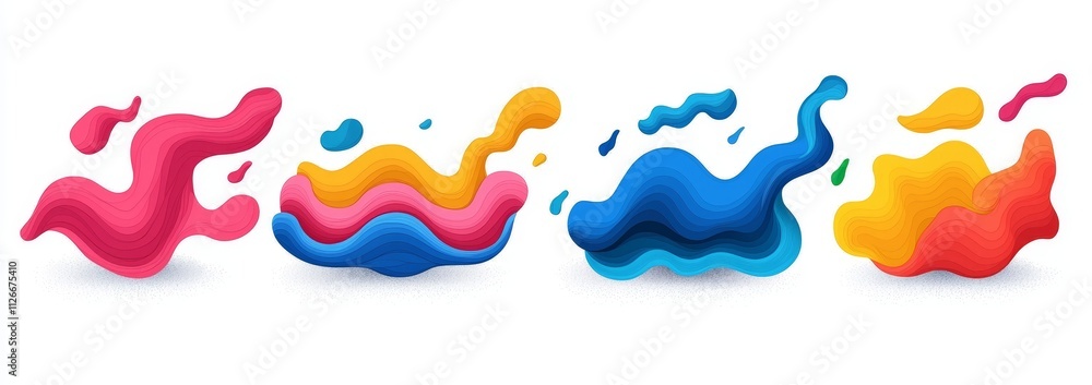 Poster 3d chameleon y2k aura shape gradient texture. soft geometric blend graphic design isolated set. brig