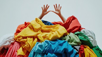 Colorful Clothes Pile, Overwhelmed, Laundry Day