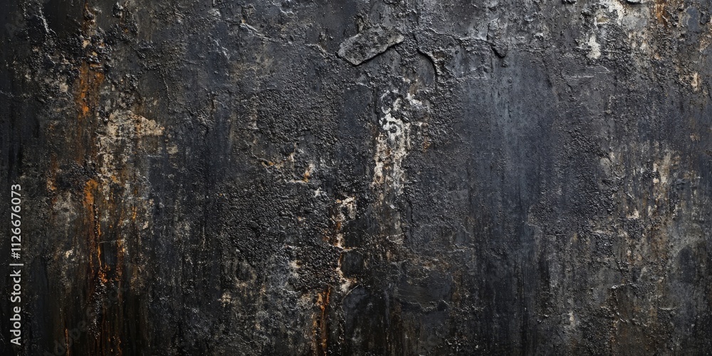 Poster closeup of a dark grunge textured wall, showcasing the intricate details and rich textures that defi