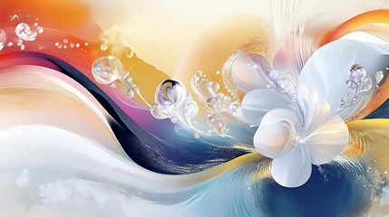 Serene Bloom,Whispers of Spring,Celestial Garden,Abstract Floral Design,Shimmering Petals