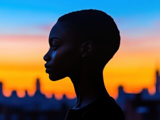 silhouette of a person against a colorful sunset
