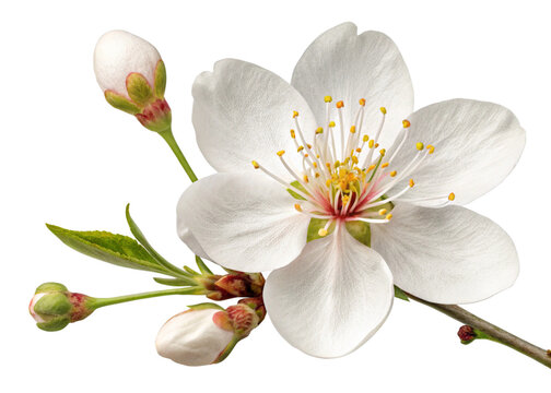 Fototapeta A single white flower with delicate petals, isolated and perfectly cut out on a transparent background. The edges are crisp and clean, with no visible shadows or artifacts.