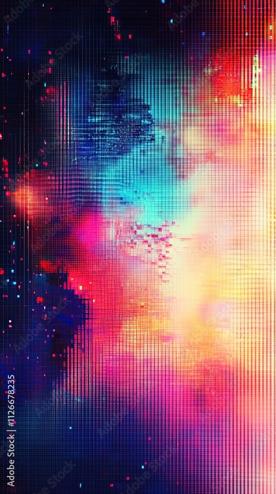 Poster abstract grid pattern with vivid colorful hues
