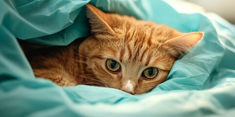 Cat recovering from anesthesia after a surgical operation, showcasing the delicate process of a cat s recovery from anesthesia and the care needed during this critical time for the pet.