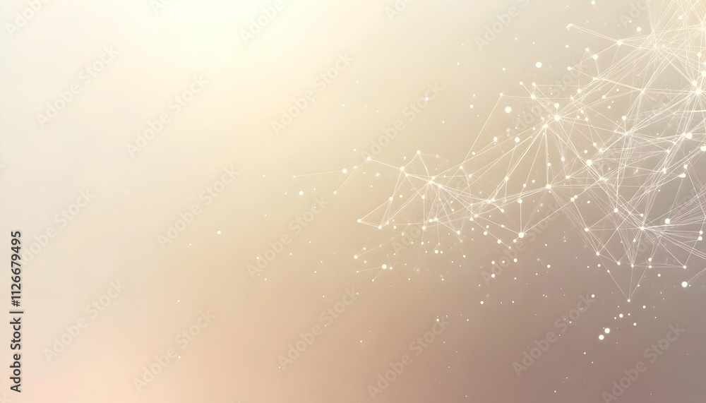 Poster Abstract beige background with a delicate network of interconnected points and lines, creating a subtle, elegant design perfect for presentations or websites.