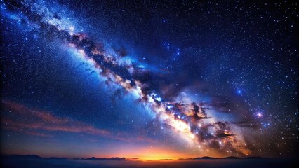 Naklejka premium Astrophotography reveals the universe's grandeur: a deep space tapestry of stars and galaxies.