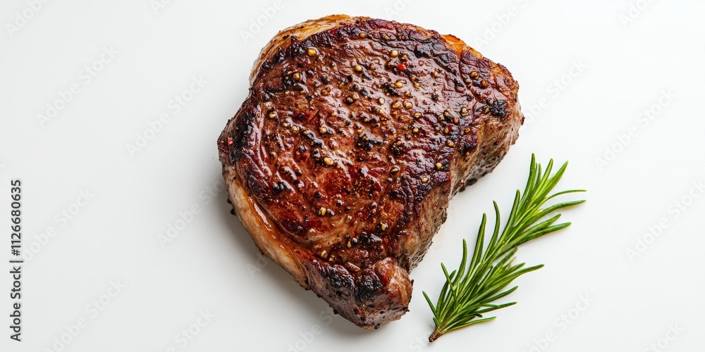 Aufkleber meat steak displayed in an isolated setting against a clean white background, highlighting the textu