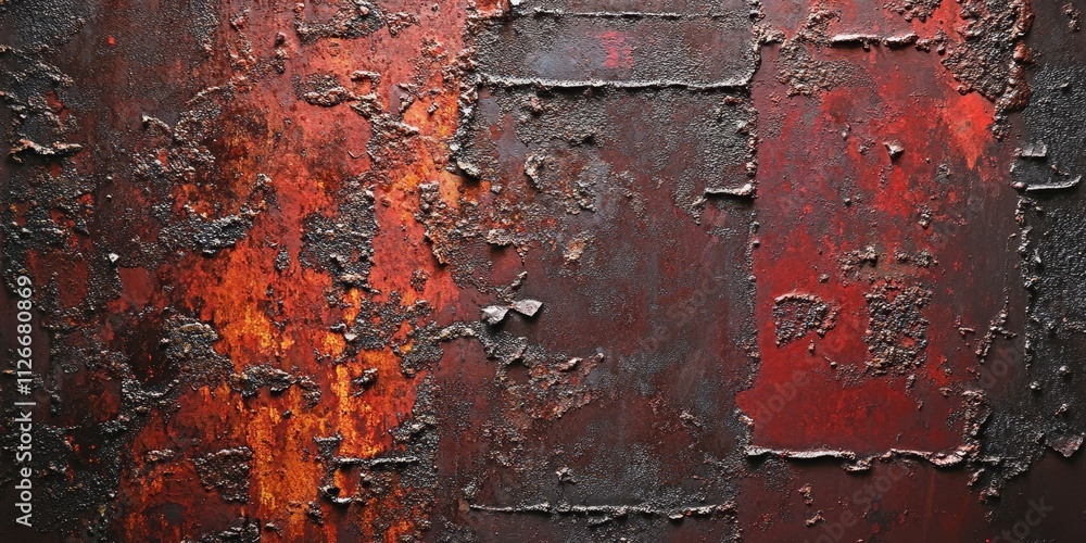 Poster the iron surface features a unique and textured background, showcasing layers of old paint that crea
