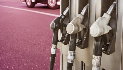 CloseUp of a Gas Station Pump Nozzle Detailed View of Fuel Dispensing Equipment for Refueling Vehicles at a Convenience Station