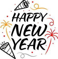 Obraz premium Modern New Year Greeting with Bold Typography Font, AI Generated Images