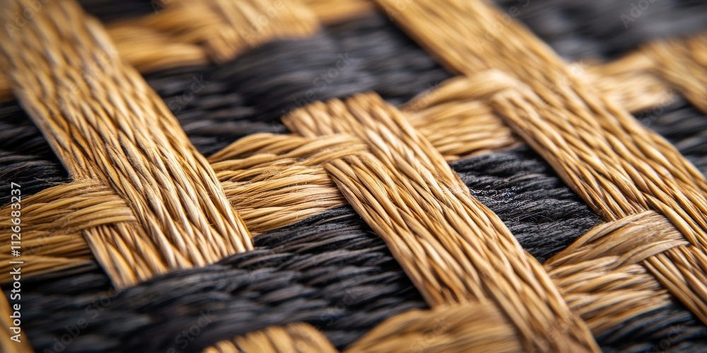 Poster close up view of a distinct pattern created by reed mats, showcasing the unique textures and designs