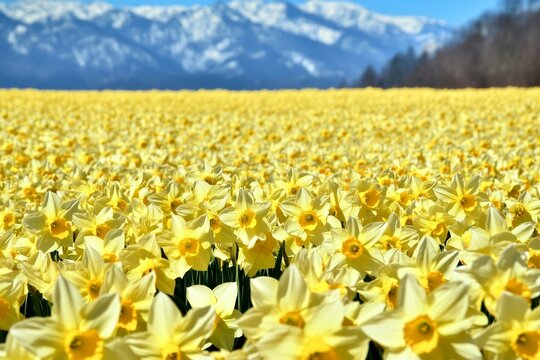 field of yellow flowers against blue sky - Powered by Adobe