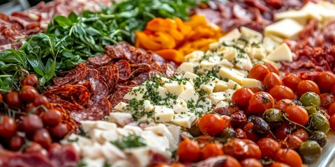 Delicious Italian antipasti showcased in a close up view, perfect for any gathering. This Italian antipasti spread offers a variety of flavors that elevate your party food experience.