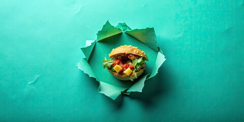 Turquoise Paper Hole Food Photography: Stunning Culinary Images with a Unique Background