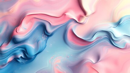 Fototapeta premium Abstract pastel pink, blue, and white liquid swirls.