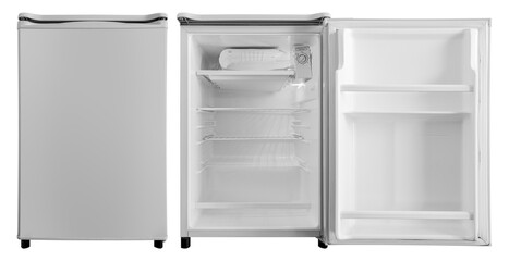 Gray 1 door refrigerator open and close door