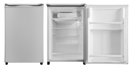 Gray 1 door refrigerator open and close door