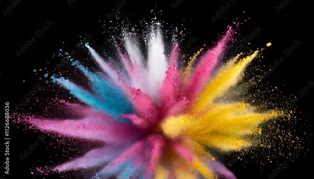 Poster vibrant colored powder explosion on transparent background an abstract closeup of dust particles cre