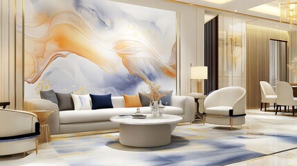 Serene Sanctuary: The Epitome of Modern Luxury & Minimalist Elegance Interior Design Inspiration,Modern Minimalist Living Room,A Modern Living Space with Artistic Flair