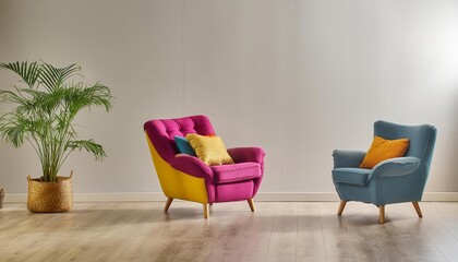 Colorful Armchair in Modern Luxury Style A Stunning Centerpiece for Your Empty Wall Living Room Interior Design