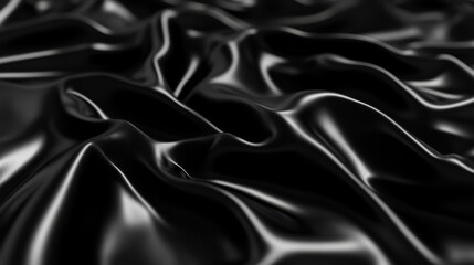 Fototapeta premium A close-up of luxurious black fabric, showcasing its smooth, flowing texture and sheen.