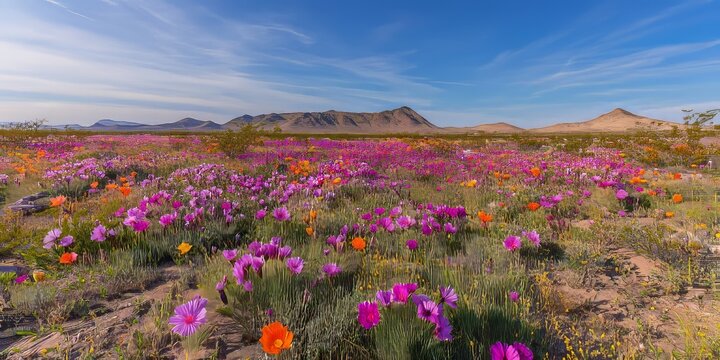 Desert superbloom flowers showcase a breathtaking display of vibrant colors in the desert landscape, highlighting the beauty of desert superbloom flowers in nature s masterpiece.