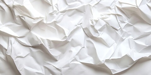 Obraz premium Crumpled white paper background creates a textured, minimalistic surface. This crumpled white paper background is ideal for various creative and design projects, enhancing visual appeal with its