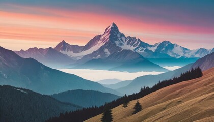 Obraz premium Vibrant and Colorful Decorative Abstract Mountain Wallpaper Background Perfect for Adding a Touch of NatureInspired Artistry to Your Digital Devices and Home Decor