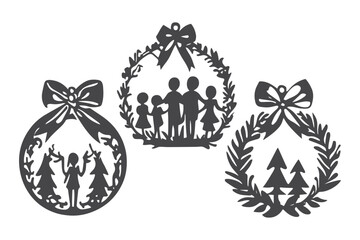 Christmas Clipart, Elegant Christmas Elements for Cricut and Silhouette, Festive Christmas Elements SVG Cut File