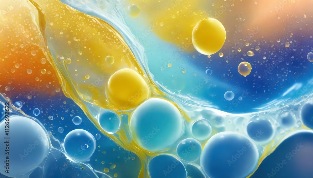 Poster vibrant colorful liquid water backdrop with bubbles and flowing fluid splash a stunning visual exper