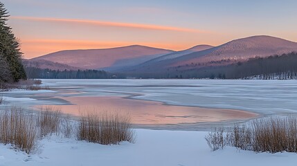 Serene Winter Morning with Sunlit Reflections