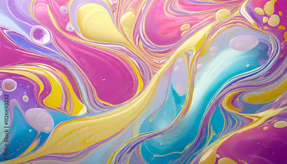 Poster vibrant colorful liquid water backdrop with bubbles flowing in a digital splash a stunning visual ex