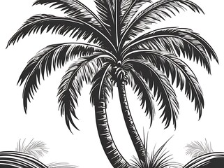 Obraz premium Two Palm Trees Standing Tall Against White Background