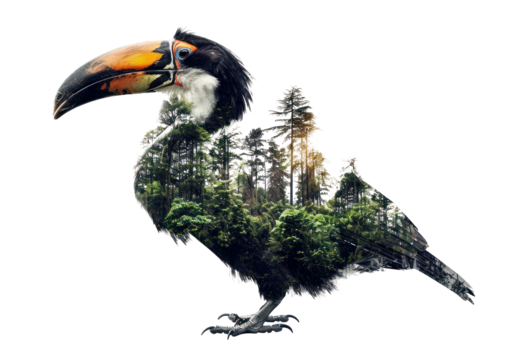 PNG Toucan forest double exposure