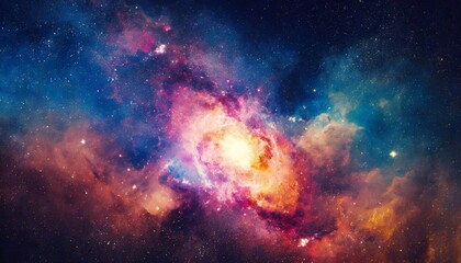 Colorful Space Galaxy Cloud Nebula A Stunning Display of Cosmic Beauty Captured in a Starry Night Cosmos Explore the Universe Through the Lens of Astronomy and Supernova Phenomena.