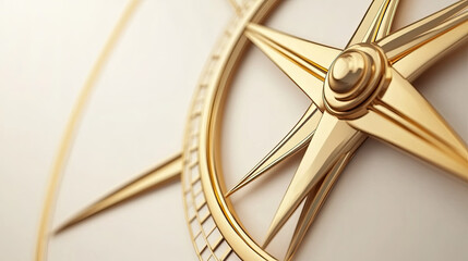 3D rendering of a gold compass on a white background