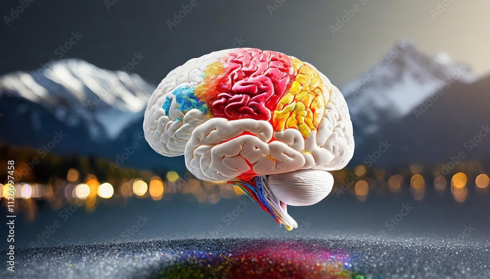 Poster a vibrant human brain overflowing with creativity a colorful representation of imagination and actio