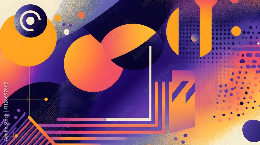 Poster abstract colorful geometric design featuring circles and lines